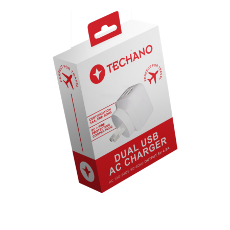 TECHANO DUAL PORT QUICK CHARGE USB AC CHARGE 4.8 AMP