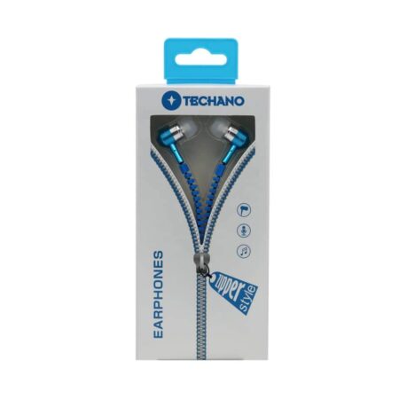 TECHANO ZIPPER STYLE EARPHONES BLUE