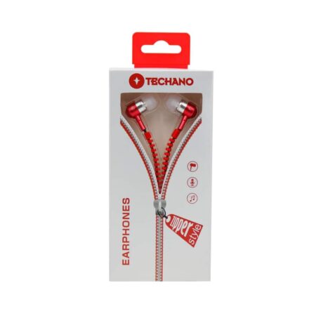 TECHANO ZIPPER STYLE EARPHONES RED