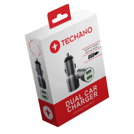 Techano Dual Port USB Car Charger 4.8 AMP